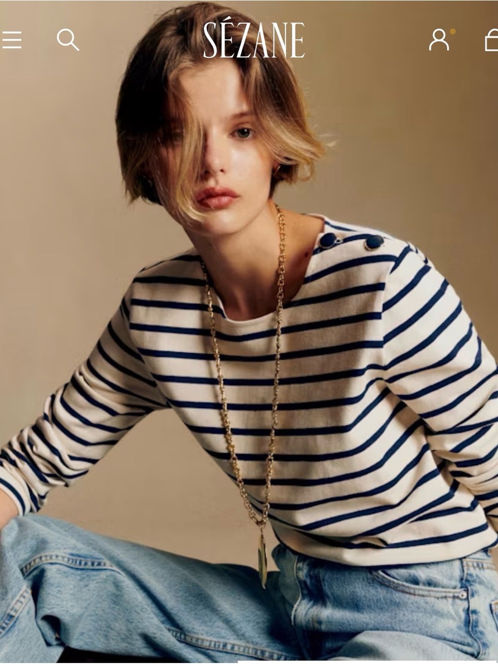 Sezane Collete Mariniere Navy & Ivory (XS)